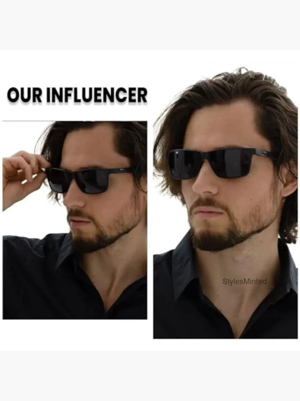 Polarized Sunglasses Lightweight Al-Mg Alloy Carbon Fiber Rectangular UV400